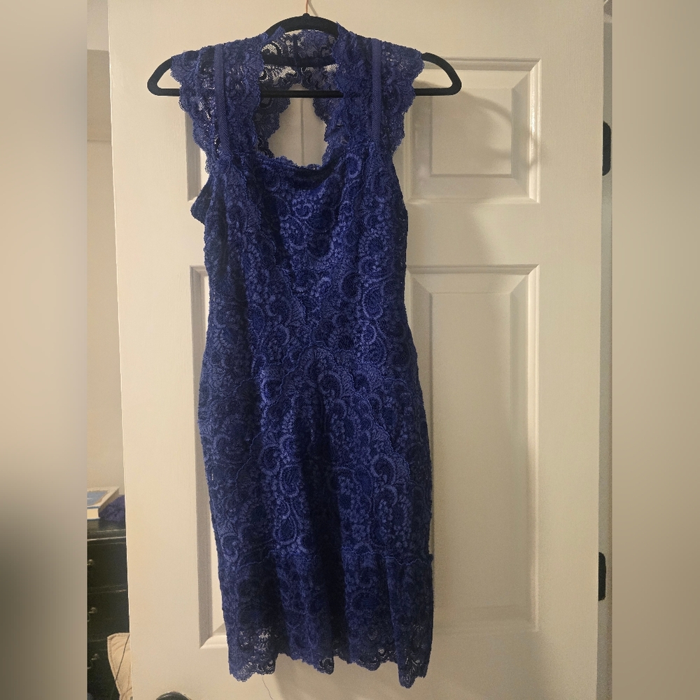 Nicole Miller Blue Lace Mini Dress